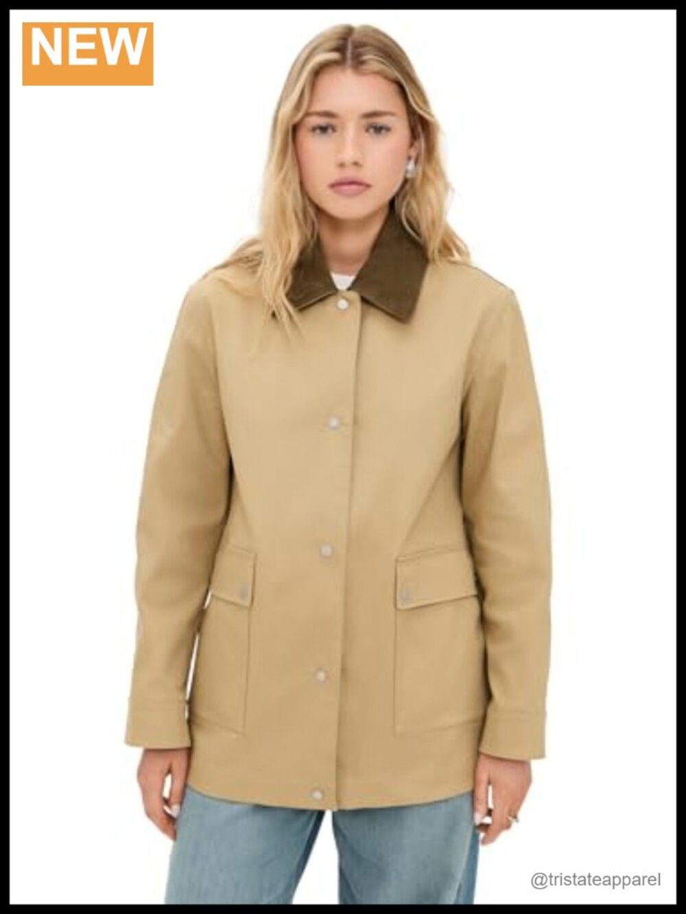 Vince Suede Collar Utility Snap Front Jacket Anorak Long Sleeve